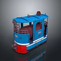 Vintage Blue and Red Train Model with Cabin Structure and Number 188 Design