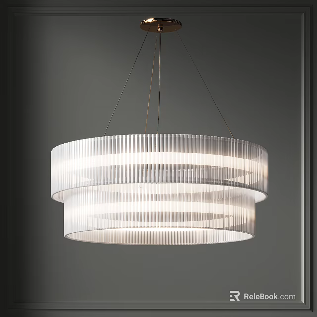 Modern Multi Layered Ribbed Glass Chandelier With Soft Lighting Effect 3d model 