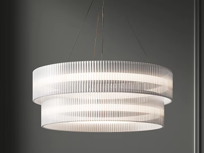 Modern Multi Layered Ribbed Glass Chandelier With Soft Lighting Effect 3d model