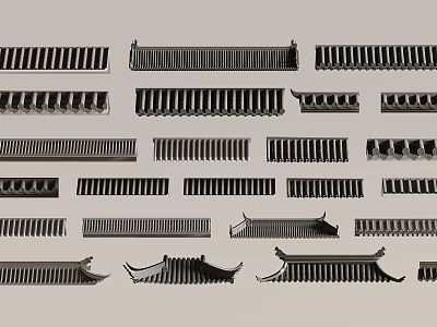 Traditional Architectural Components Featuring Various Ornamental Design Styles And Shapes 3d model