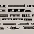 Traditional Architectural Components Featuring Various Ornamental Design Styles And Shapes