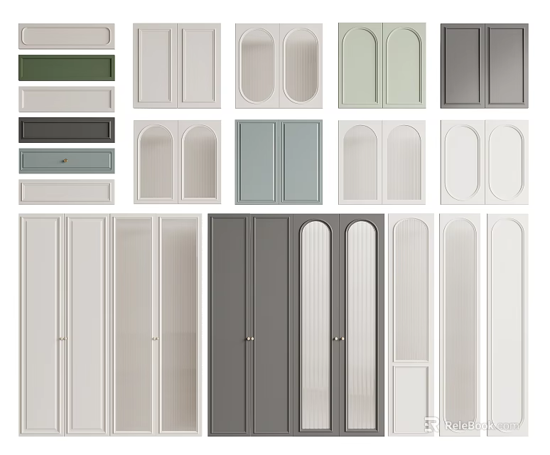 Various Stylish Wardrobe Doors With Modern Designs And Different Color Options 3d model 