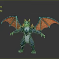 Blue Dragon Like Game Movie Character With Orange Wings And Horns