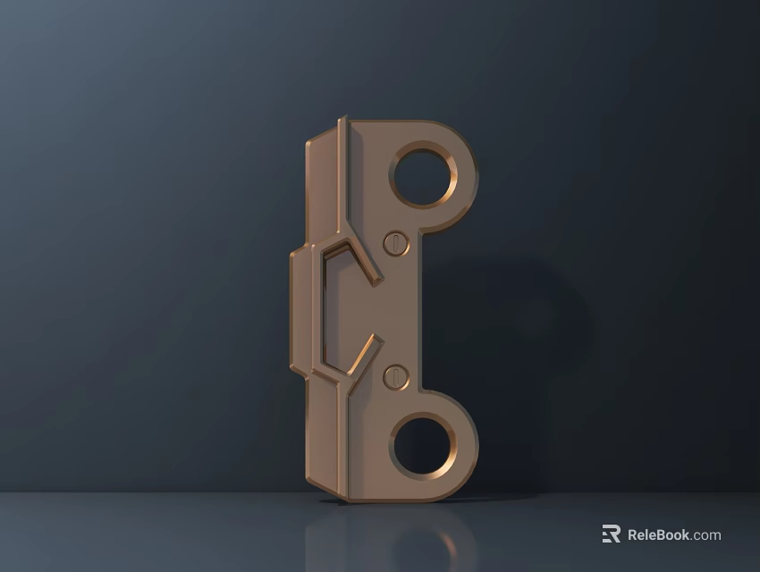 3D Model Of Golden Metal Public Facility Part With Circular Holes And Lock Structure 3d model 