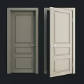 White Hinged Door With Panel Design For Modern Interior Home Use 3d model