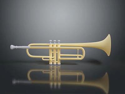 Realistic style golden trumpet trumpet golden musical instrument brass musical instrument wind instrument gloss low angle music design music equipment music equipment 3d model