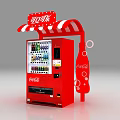 Coca Cola Red Vending Machine With Striped Awning And Beverage 3d model