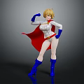 Game And Movie Character Blonde Hair Red Cape White Top Blue Boots Dynamic Heroic Pose