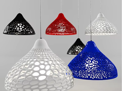 Colorful Modern Pendant Lights With Perforated Design In Black Red White Blue 3d model