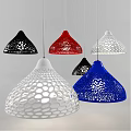 Colorful Modern Pendant Lights With Perforated Design In Black Red White Blue