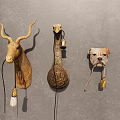 Various Animal Head Shaped Wall Lamps with Creative Design on Gray Wall 3d model