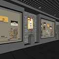 Museum Exhibition Hall Interior With Glass Window Display Cases And Exhibits
