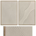 Modern Abstract Wall Art With Textured Wavy Lines And Gold Frames 3d model
