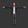 Man Standing With Arms Outstretched In Black Jacket White T-Shirt Jeans And Brown Shoes