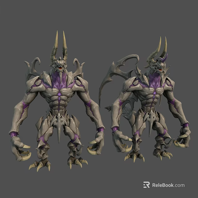 3D Model Character and Demon Creature with Muscular Body Wings and Sharp Claws 3d model