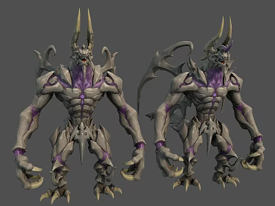 3D Model Character and Demon Creature with Muscular Body Wings and Sharp Claws 3d model