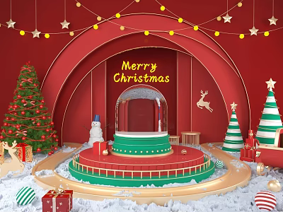 Modern Meichen Christmas Booth Christmas Meichen Booth Festival Meichen Stage Christmas Meichen Stage Festival Activities Meichen Stage Christmas Elements Stage 3d model