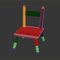 Vibrant Kids Single Chair Featuring Pencil Shaped Design Red Seat Green Backrest And Colorful Legs