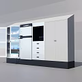 Medical Equipment Cabinet With Open Door Blue Items Drawers And Control Panel