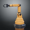 Yellow Industrial Robotic Arm With Black Stable Base And Mechanical Joint Structure 3d model
