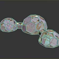 Geometric Transparent Polyhedron Spheres with Pastel Colors and Grid Patterns on Black Surface with Reflections