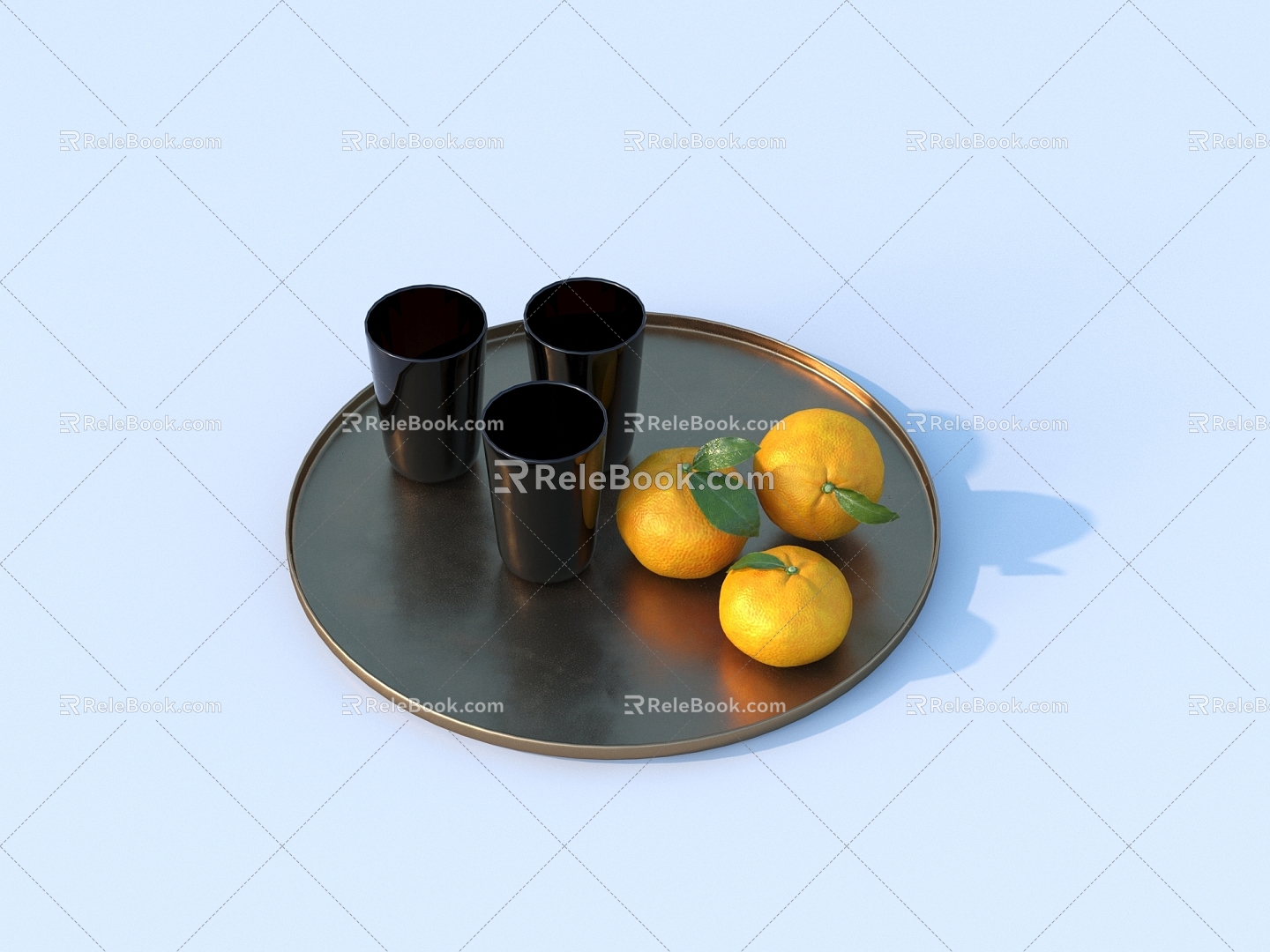 Orange Orange Citrus Cup Plate 3D Model 3d model