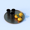 Orange Orange Citrus Cup Plate 3D Model 3d model