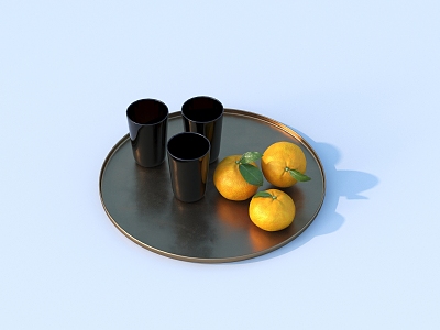 Orange Citrus Cup Plate 3D Model 3d model