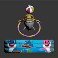 Baby Shark Themed Inflatable Baby Pool With Colorful Hoop And Shark Toy Holding Ball