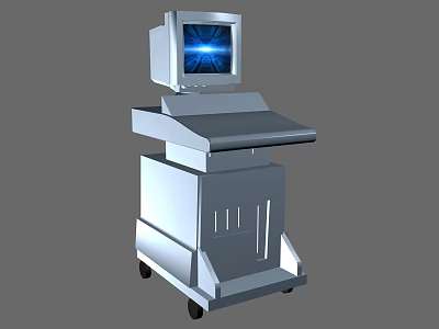 Modern Medical Equipment Mobile Workstation With Display Screen And Rolling Base 3d model