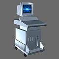 Modern Medical Equipment Mobile Workstation With Display Screen And Rolling Base 3d model