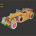Vintage Yellow Convertible Car With Chrome Accents Whitewall Tires And Retro Design