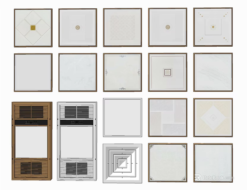 Various Ceiling Panel Designs And Integrated Devices 3d model 