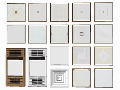 Various Ceiling Panel Designs And Integrated Devices 3d model