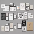 Photo Wall Featuring Framed Prints in Various Sizes Black White and Color Artwork and Typography