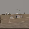 Modern Wooden Storage Cabinet With Books Decorative Items And Green Plant