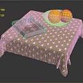 Old Book On Small Table With Yellow Polka Dot Tablecloth White Bowl And Two Oranges