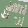 Aerial Planning Of Urban City Model With Buildings Roads And Green Spaces