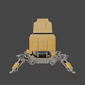Yellow Multi Legged Mechanical Robot Character for Sci Fi Space Exploration Game 3d model