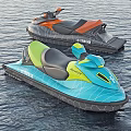 Two Yamaha Jet Skis On Trailers With Diverse Color Schemes