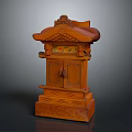 Traditional Chinese Wooden Cabinet With Carved Roof Design Double Doors And Ornate Base