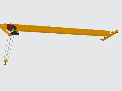 Building Facade Construction Featuring Yellow Jib Crane And Lifting Hook 3d model