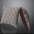 Decorative White Pillows With Red And Blue Leaf Patterns For Home Furniture