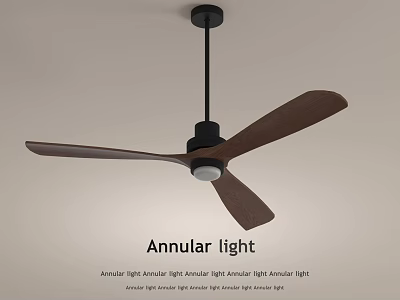 Black Ceiling Fan With Wooden Blades And Annular Light For Home Decor 3d model