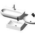 Modern White Ceramic Washbasins With Different Shapes And Faucets For Bathroom Design