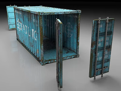 Blue Container Old Container 3d model