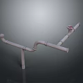 Industrial Piping System Equipment with Curved Pipes and Red Valve Components