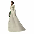 Elegant Woman In White Wedding Dress Holding Colorful Flower Bouquet