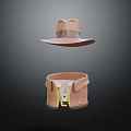 Brown Wide Brimmed Hat With Leather Case And Shirt Collar Accessory Detail