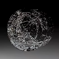 Dynamic Transparent Water Splash Sculpture With Shiny Surface On Black Background